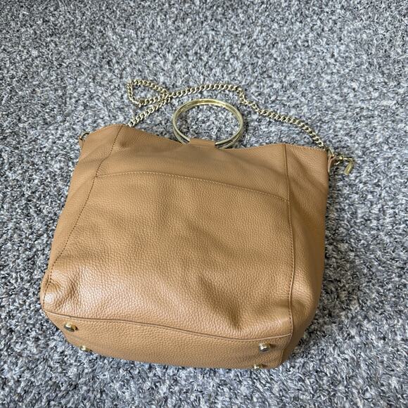 Thacker NY Camel Brown Leather O Ring Satchel Handbag Chain Strap Crossbody - Picture 5 of 9